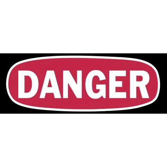 WJA-1100 E-Z Code Self-Sticking Safety Label, DANGER Legend, Red/White, Polyester