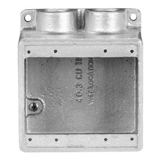 FDS222-G Ocal Type FDS Dead End Deep Style Device Box, Iron, 2 Gangs, 2 Outlets, 2 Knockouts
