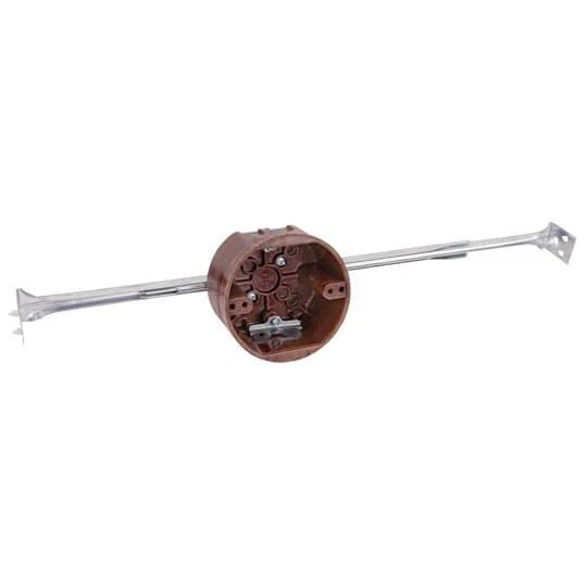 4070-95 Carlon Non-Metallic Ceiling/Fixture Outlet Box With Bar Hanger, Phenolic, 20.8 cu-in Capacity, 2-3/8 in D
