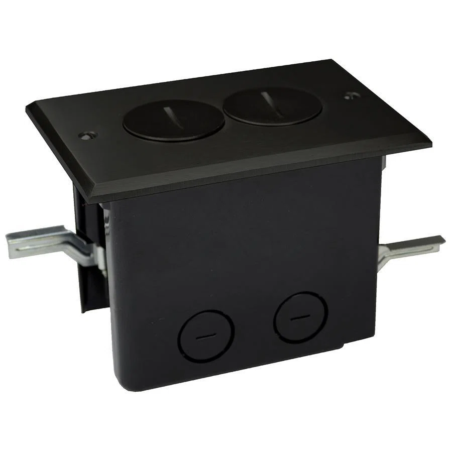 FB-2DB Duplex Floor Box Assembly With Dark Bronze Plated Brass Cover, Polycarbonate, 24.5 cu-in Capacity, 1 Gangs, 2 Outlets, 4 Knockouts, 4.31 in H x 2.5 in W x 3.5 in D