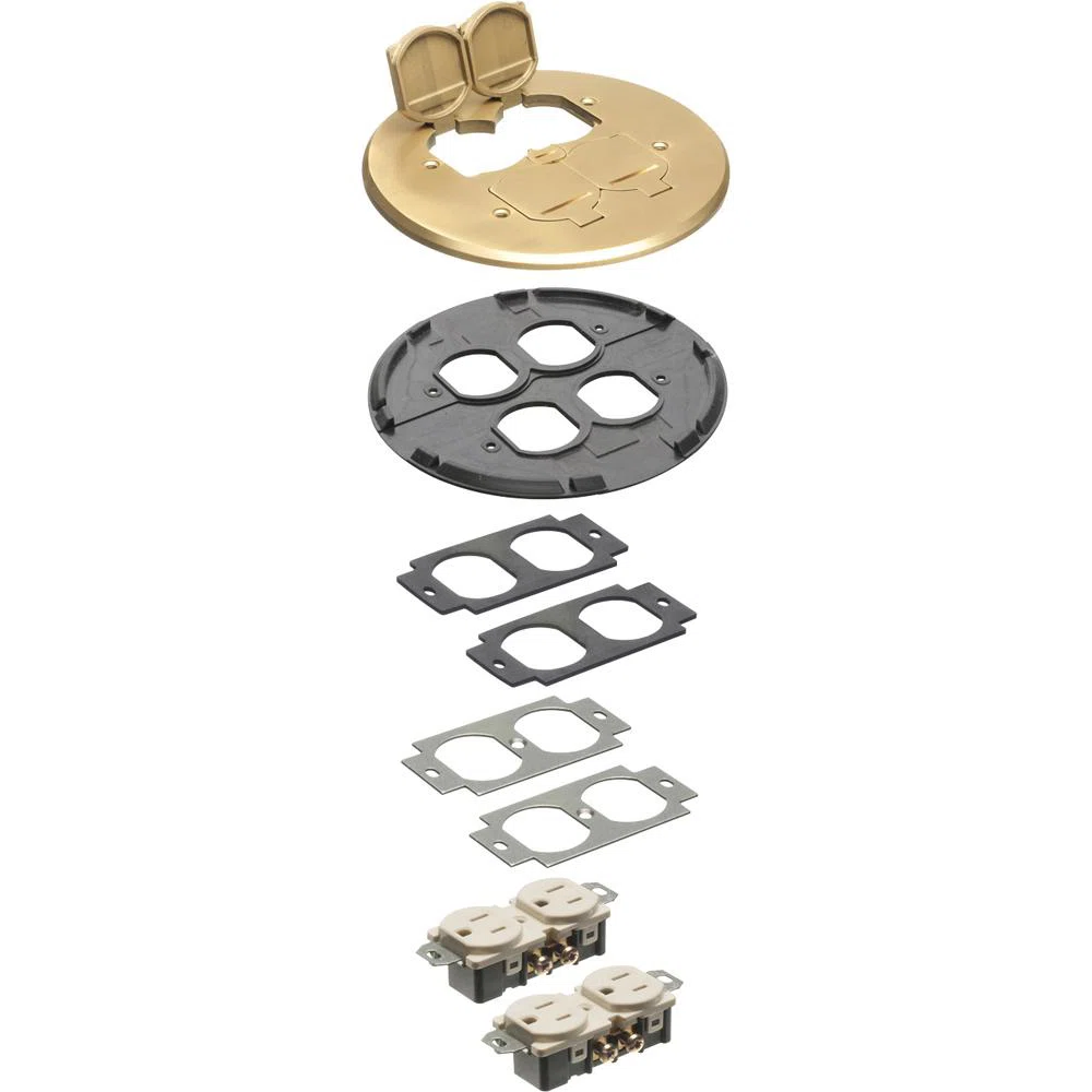 FLB6240MBTK Drop-In Floor Box Trim Kit, Brass, 2 Gangs