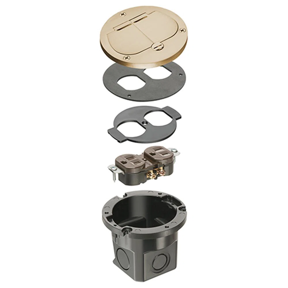 FLB3532MB DropIn Cut-In Floor Box Kit, Brass/Plastic, 1 Gang
