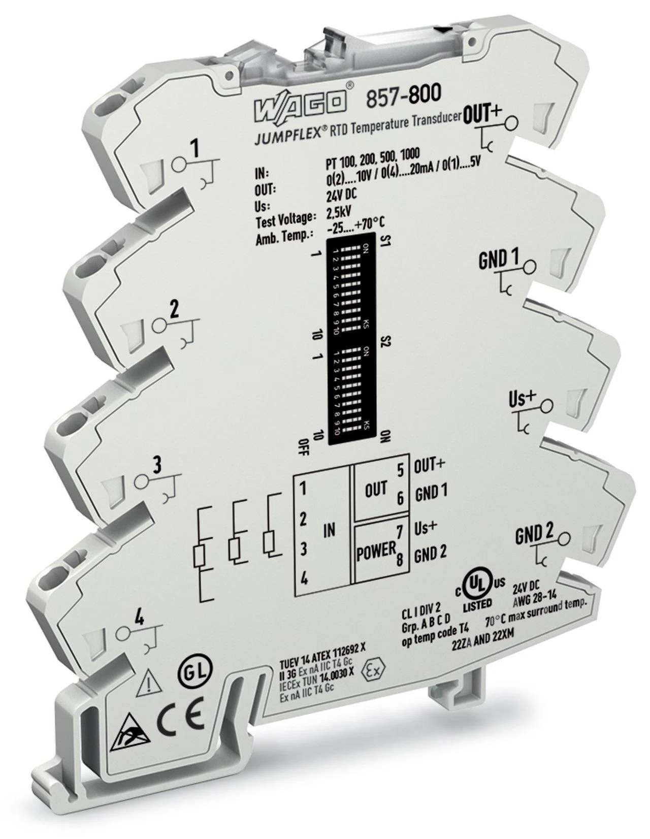 857-800 857 Adjustable Signal Conditioner, 24 V DC Input, Resistive Input, Current Output