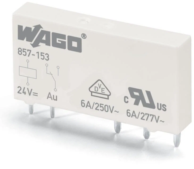 Basic relay; Nominal input voltage: 24 VDC; 1 changeover contact; Limiting continuous current: 6 A; with gold contacts; Module width: 5 mm; Module height: 15 mm