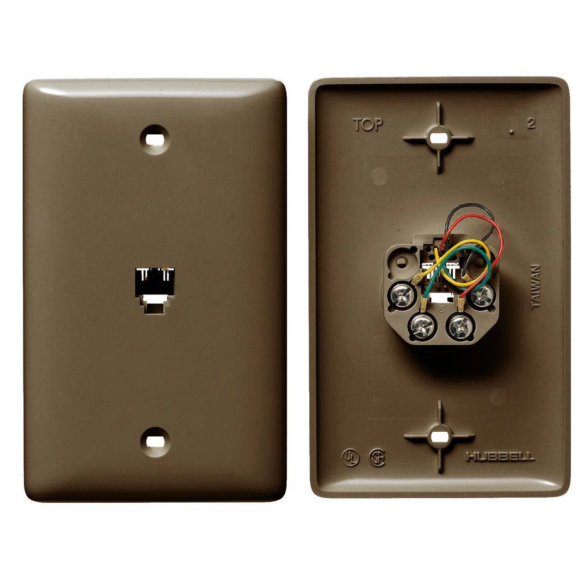 NS730 1-Gang Standard Molded-In Plate With Jack, Screw Terminal Connection, Screw Mount, 6-Position 4-Conductor Jack Position