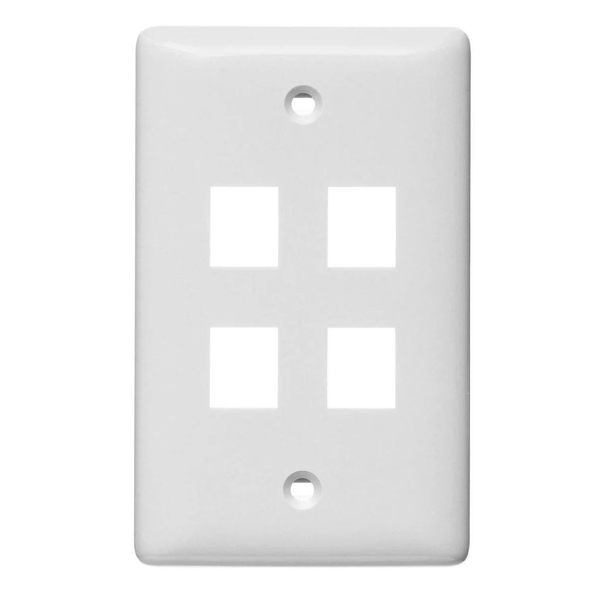 NSP14W Rear Load Standard Molded Multimedia Faceplate, 1 Gangs, 4 Ports, Audio/Video/Voice/Data Module, Snap-Fit Mount, High-Impact Thermoplastic