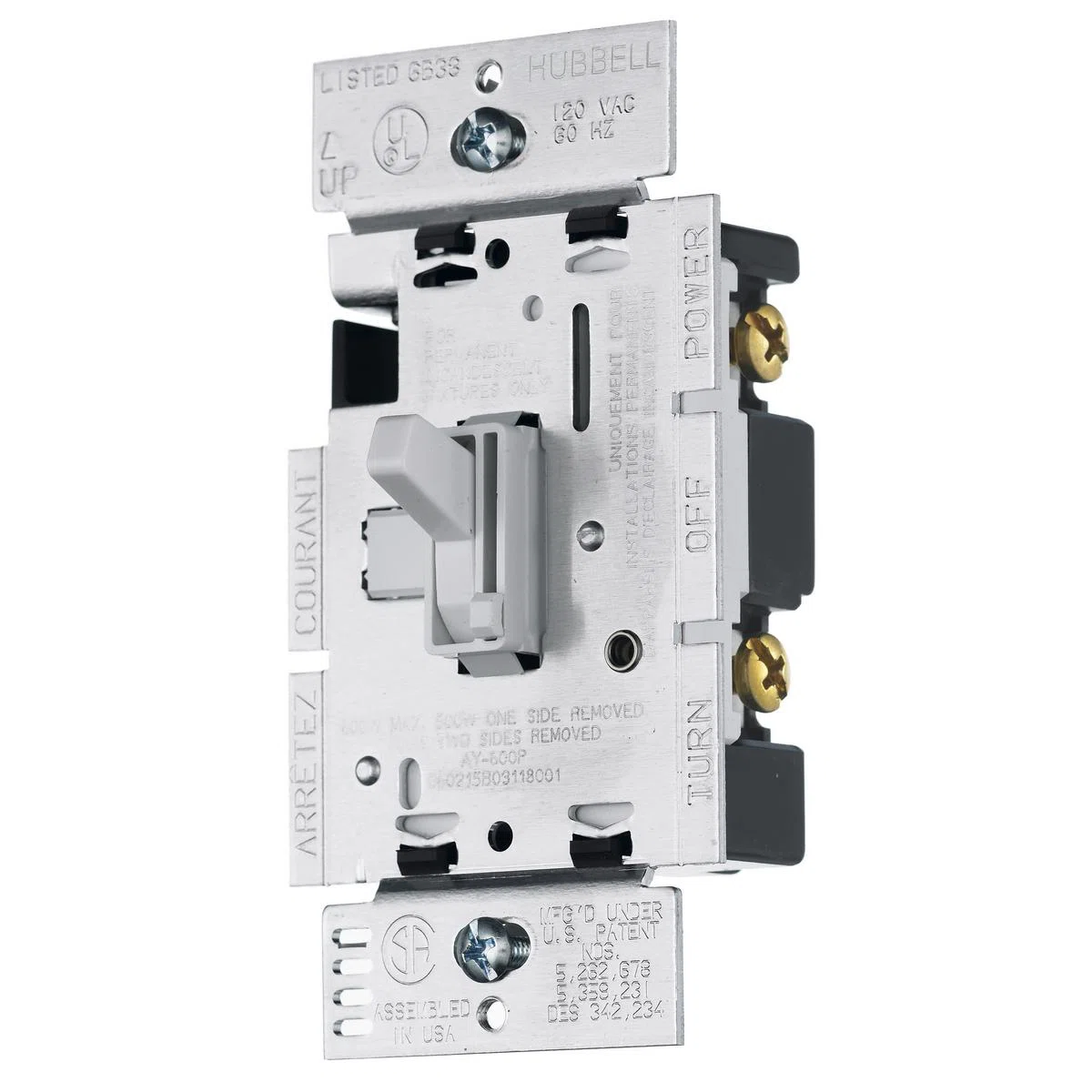 RAYFSQFW 1-Pole Standard Fan Speed Control Switch, 120 V AC, 1.5 A, 3-Speed Operational Mode, Composite, White