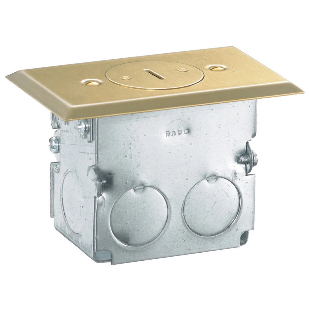 RF151TR Drop-In Single Receptacle Floor Box, Solid Brass, (1) Outlets, (2) Knockouts