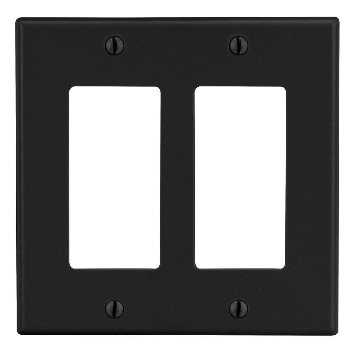 PJ262BK Mid-Size Wall Plate, 2 Gangs, 5 in W x 4.94 in H, Polycarbonate Thermoplastic, Black