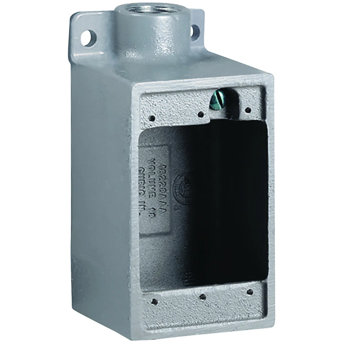 FD-2 FD Series Dead End Cast Device Box, Copper Free Aluminum, 28 cu-in Capacity, 1 Gang, 1 Outlet, 5-1/2 in H x 2-7/8 in W x 2-7/8 in D