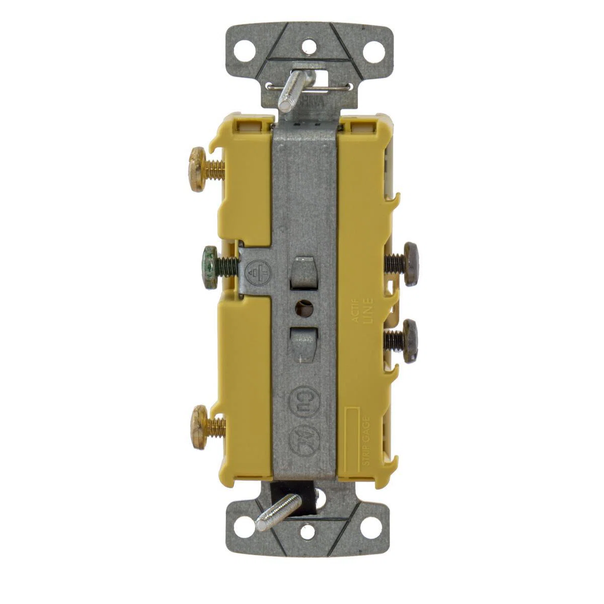 RC108LATR 2-Position Snap Action Tamper-Resistant Toggle Self-Grounding Combination Switch and Receptacle, Electrical Ratings: 15 A at 120/125 V AC, 1 Poles, 3 Wires, Snap Switch Reset