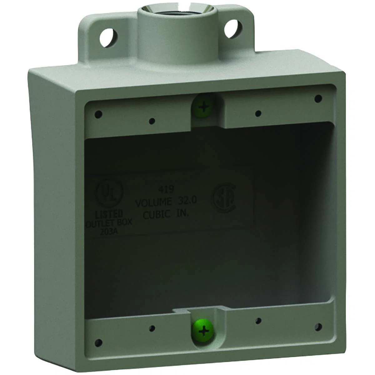 2FS-2 2FS/FD Type FS Dead End Shallow Cast Device Box, Copper-Free Aluminum, 32 cu-in Capacity, 2 Gangs, (2) Outlets, 4-5/8 in L x 11/16 in W x 4-11/16 in H