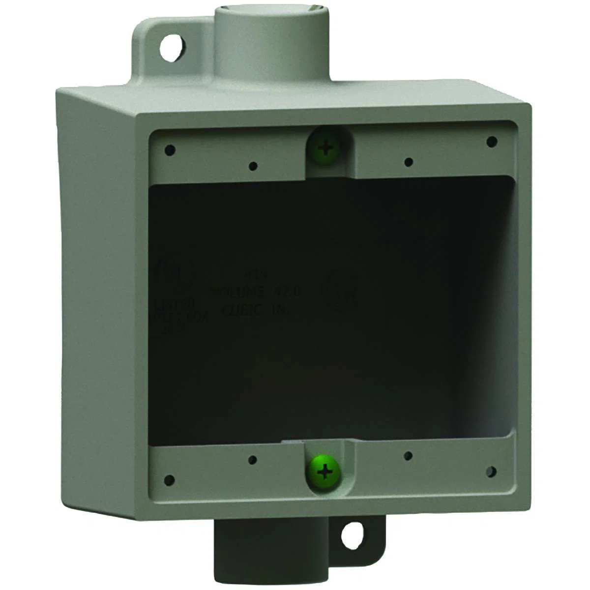 2FDC-2M F Series Type 2FDC Deep Feed-Through Cast Device Box, Duraloy Iron, 50 cu-in Capacity, 2 Gangs, (2) Outlets, 6-3/8 in H x 4-11/16 in W x 2-15/16 in D