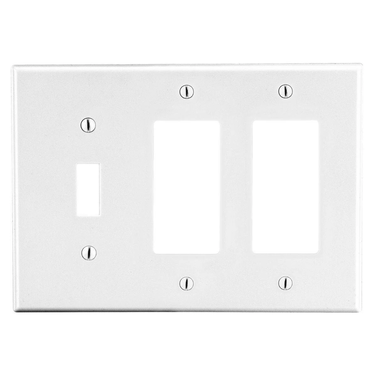P1262W Standard Wall Plate, 3 Gangs, 6.5 in W x 4.63 in H, Polycarbonate Thermoplastic, White