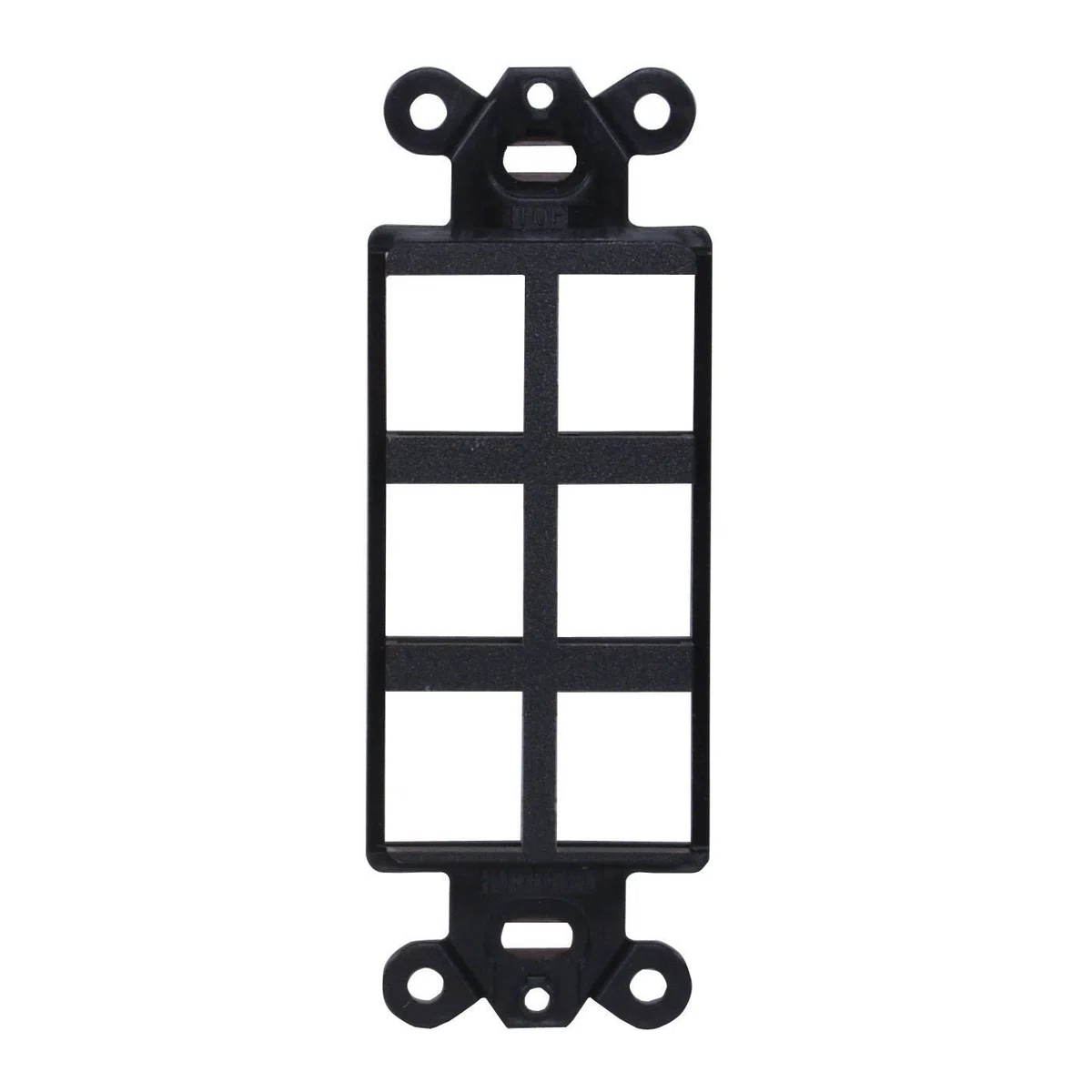 ISF6BK Unloaded Decorator Outlet Frame, 1 Gang, 6 Ports, ABS, Black, For Use With Data, Fiber, Audio/Video Connector