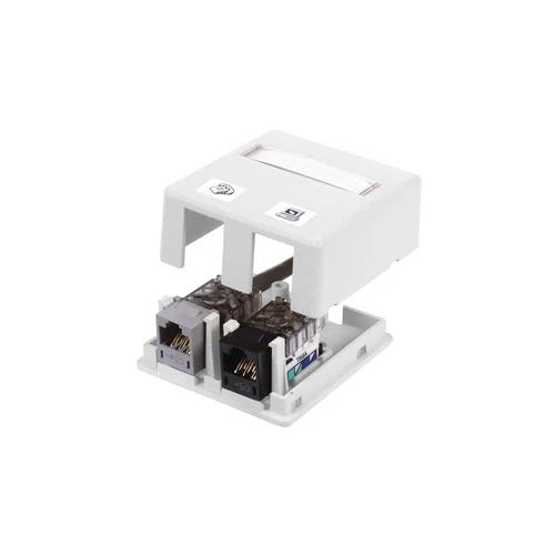 HSB2W HSB Series 2-Port Molded Construction Surface Mount Box, Keystone 2 Module, For Use With MT6 Raceway, Surface Mount, Thermoplastic