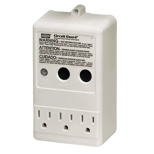 GFP315A 1-Phase 2-Pole 3-Wire Auto-Set Decorator Duplex Plug-In Standard Portable GFCI Tester, 120 VAC, 15 A, NEMA 5-15R Receptacle, NEMA 5-15P Plug