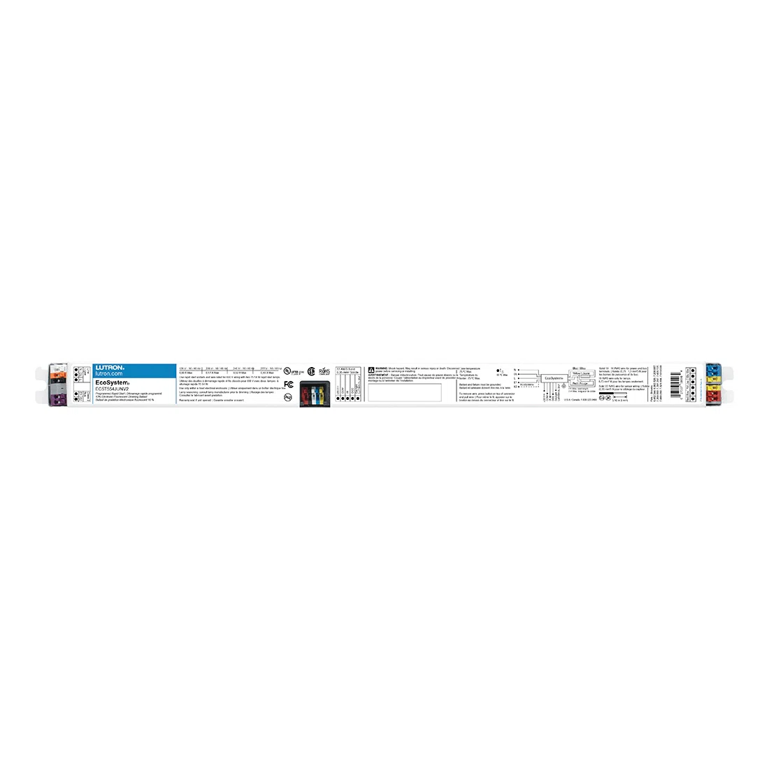EC5T554JUNV2 EcoSystem 3-Wire 5-Control J-Type Case Universal Digital Dimming Ballast, T5HO Lamp, 54 W Lamp, 120/240/277 VAC, Programmed/Rapid, 1 Ballast Factor