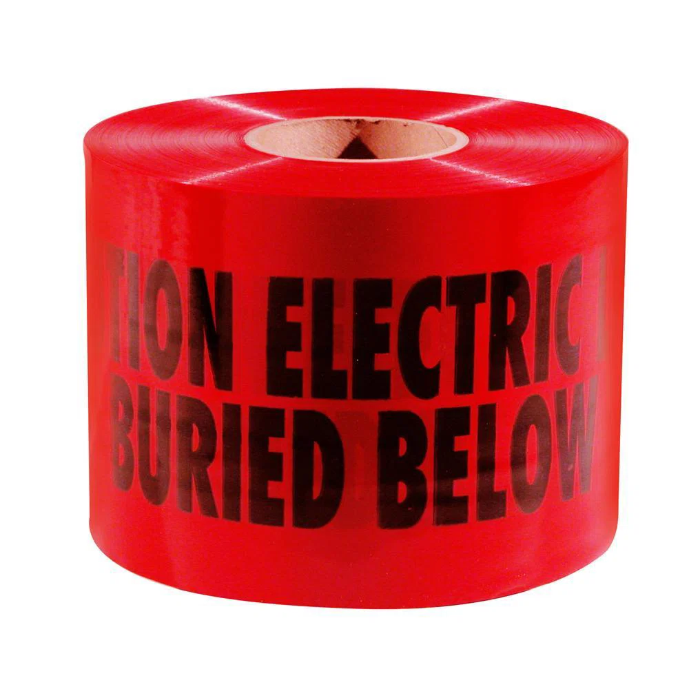 22-130DB Empire ShieldTec Non-Detectable Standard Warning Tape, Red, 1000 ft L x 6 in W, Caution Electric Line Buried Below Legend, Polyethylene