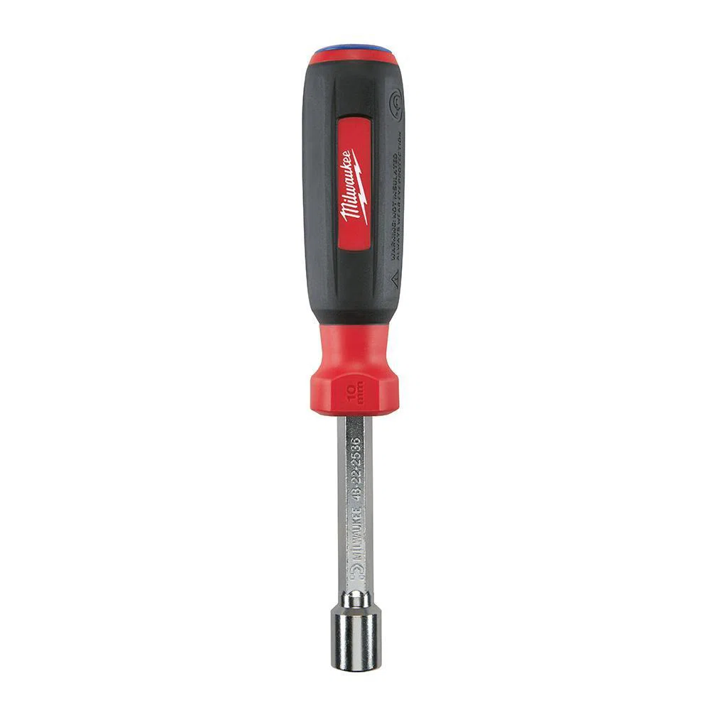 48-22-2536 HollowCore Magnetic Nut Driver, 10 mm, Hex Shank, Black/Red, Polished Chrome