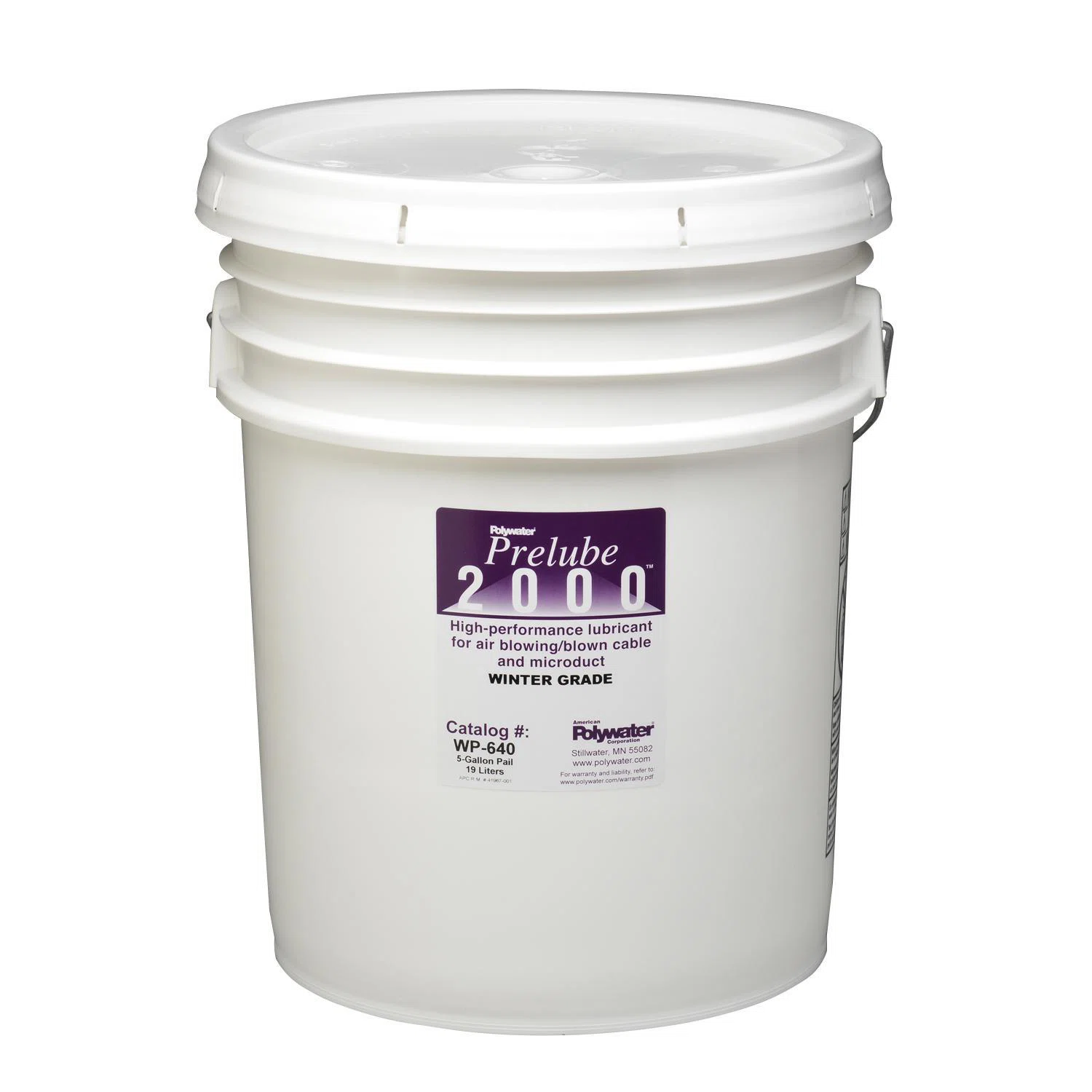 WP-640 Prelube 2000 Type WP Cable Blowing Lubricant, 5 gal Pail, Liquid Form, White, >1