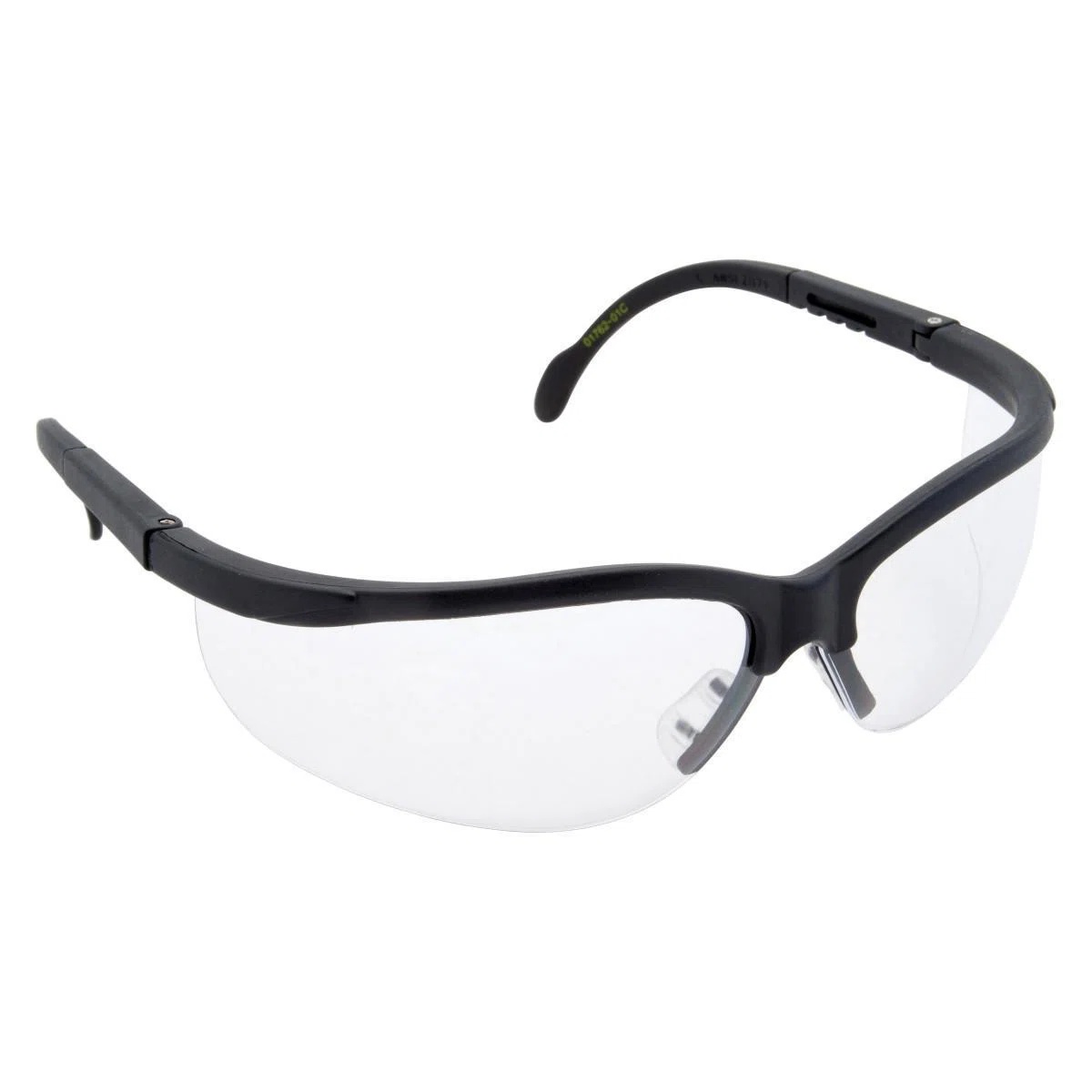 01762-01C 2-Model Tradesman Safety Glasses, Anti-Scratch, Clear Lens, Half-Frame Frame, Black, ANSI Specified