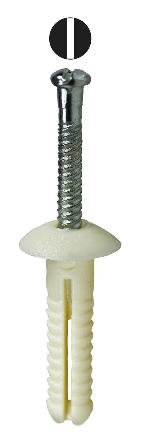 714TP Button Head Anchor Kit, 1/4 x 1 in, 100 Pieces, Nylon