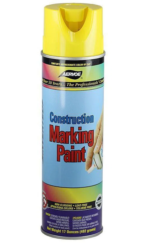 258 Durable Construction Marking Paint, 20 oz Container, Hi-Visibility Yellow, 420 ft