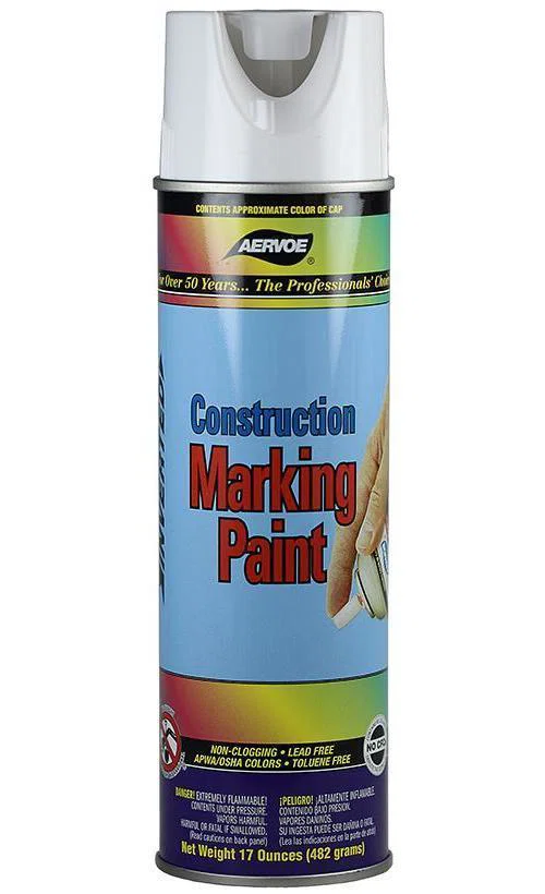 255 Aervoe Durable Construction Marking Paint, 20 oz Container, White, 420 ft