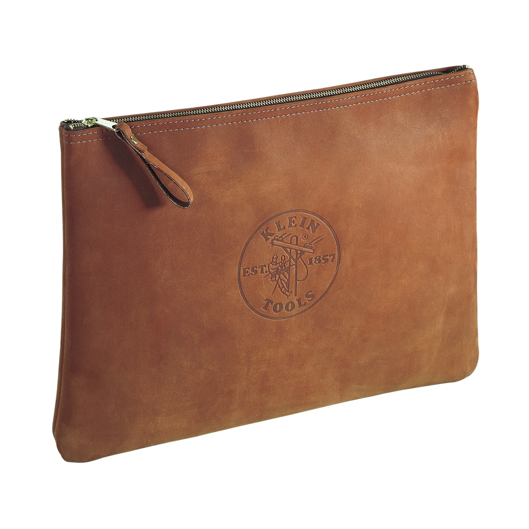 5136 Contractors Zipper Portfolio, Leather, Brown
