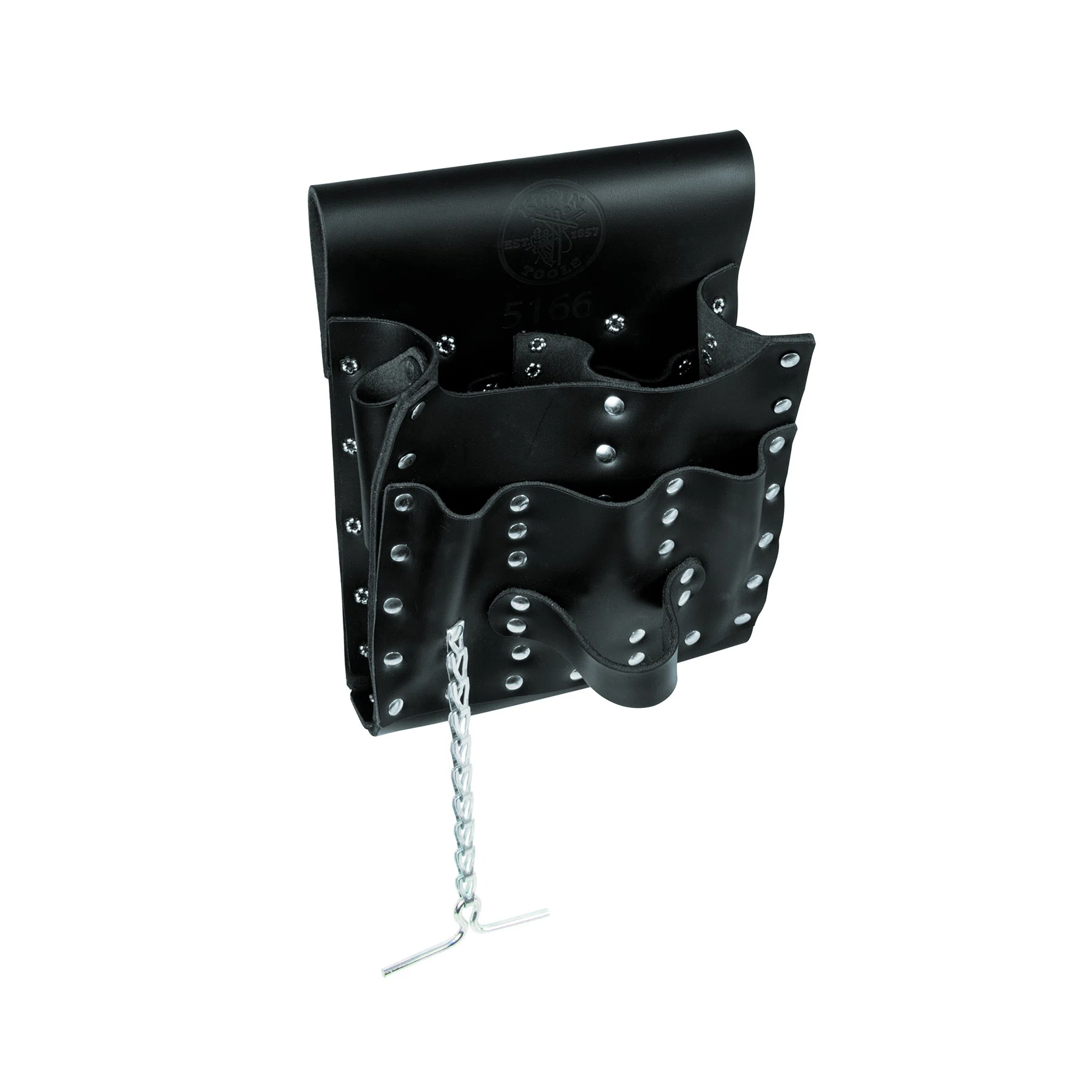 5166 7-Pocket Roomy Tool Pouch, Leather, Black