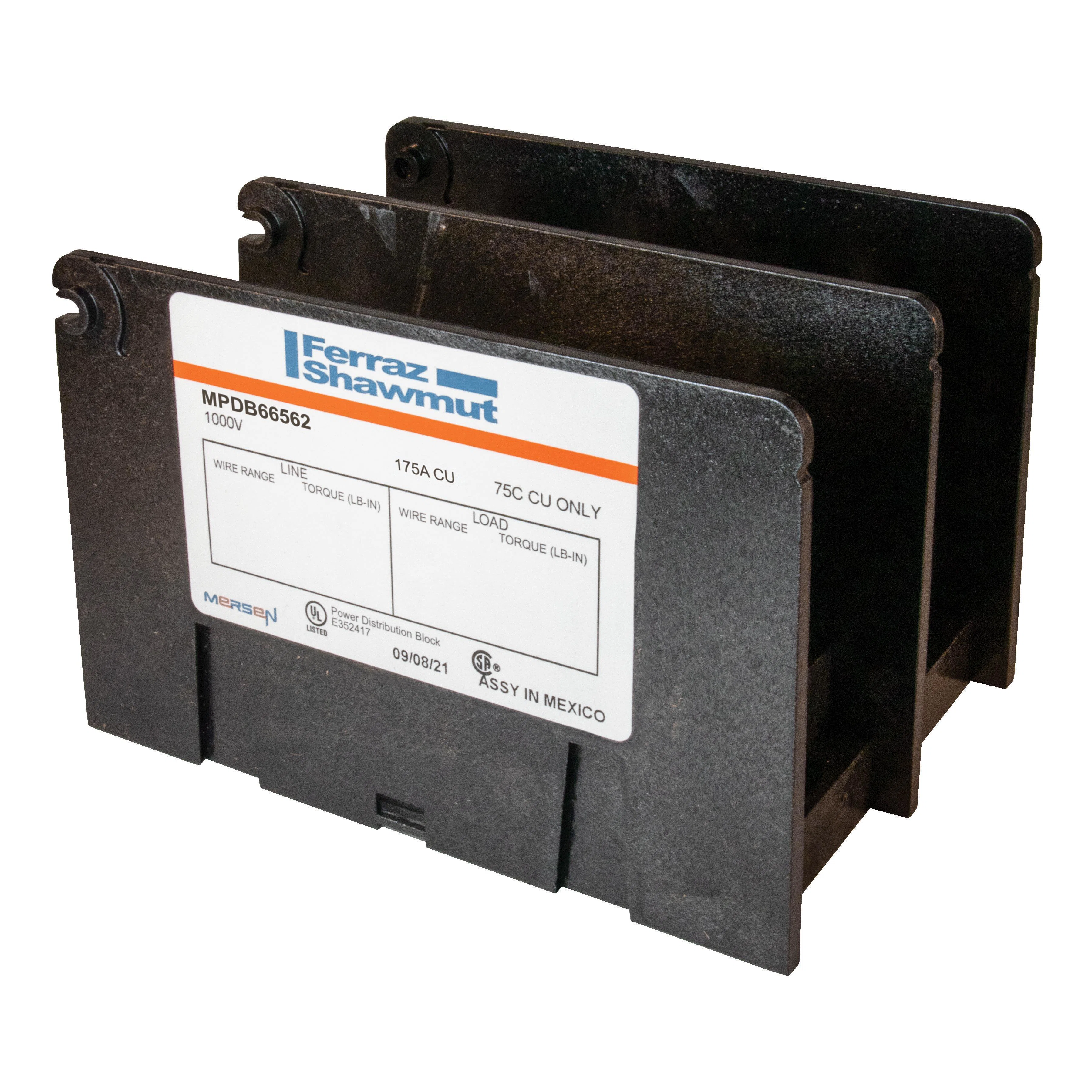 MPDB66562 Intermediate Open Style Power Distribution Block, 600 V AC, 175 A, 2 Poles, 14 to 2/0 AWG Wire, Polycarbonate