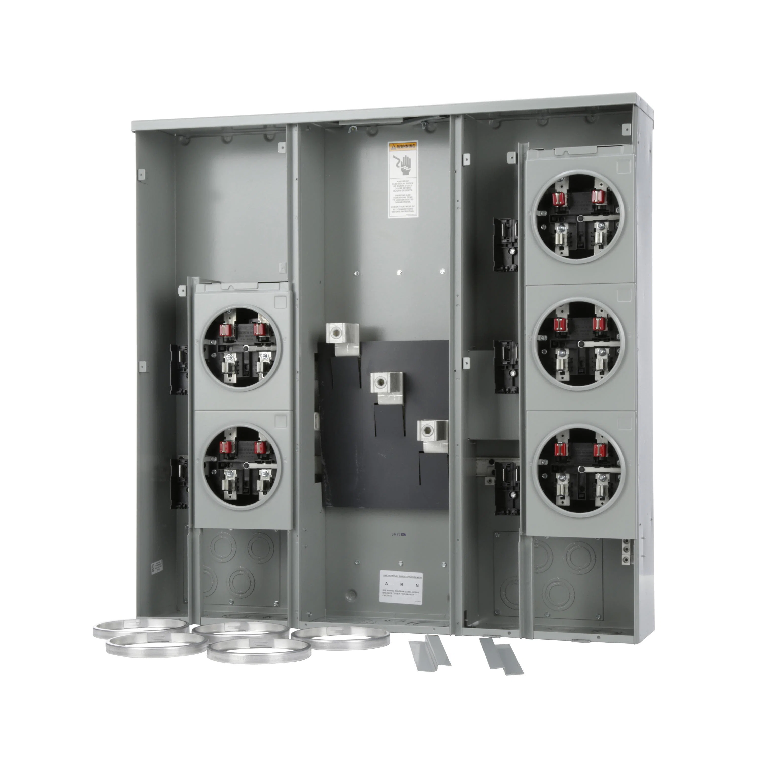 WEP4511 Uni-Pak 18-Cutout Meter Stack, 125 A Self-Contained Socket, Bottom/Top Feed, 120 V AC, 400 A Bus