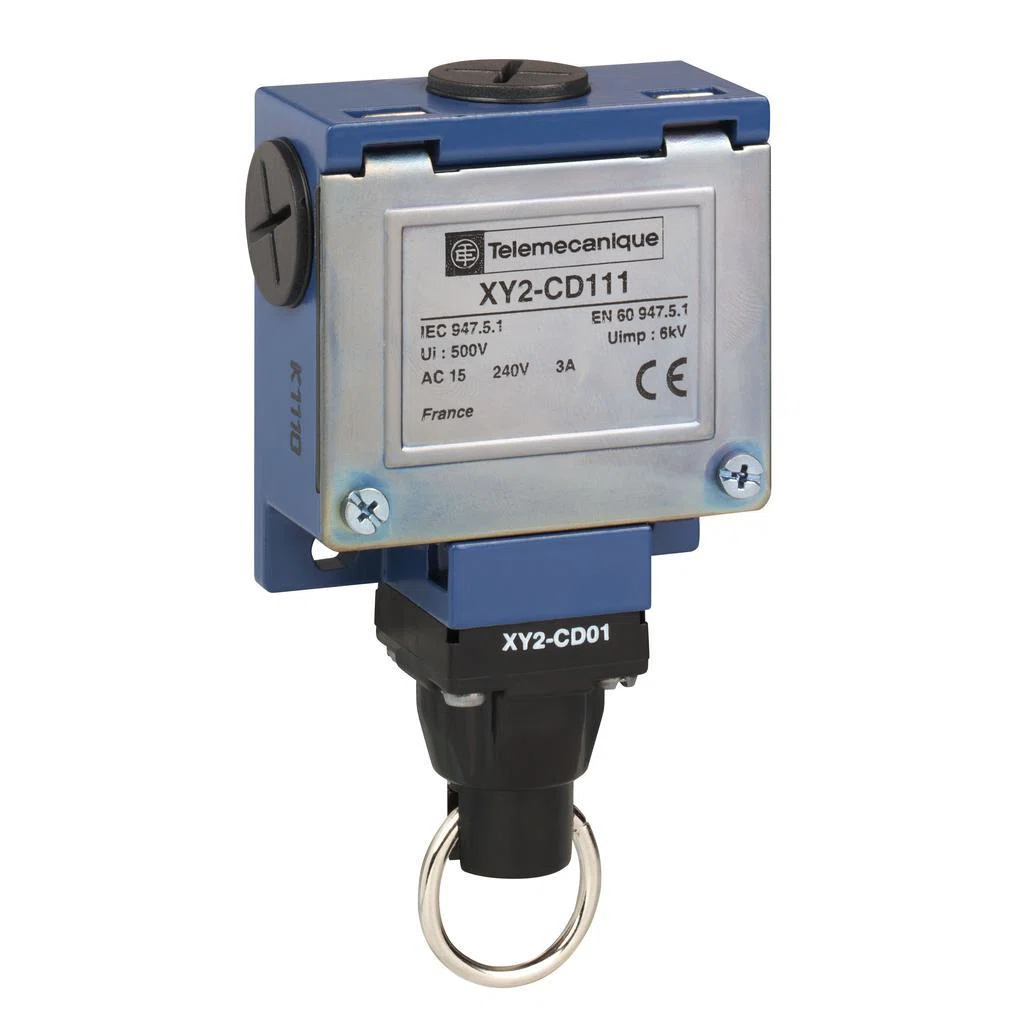 XY2CD111 Preventa Simple Rope Cable Pull Switch, 240 V AC, 10 A, 1NO-1NC Contact