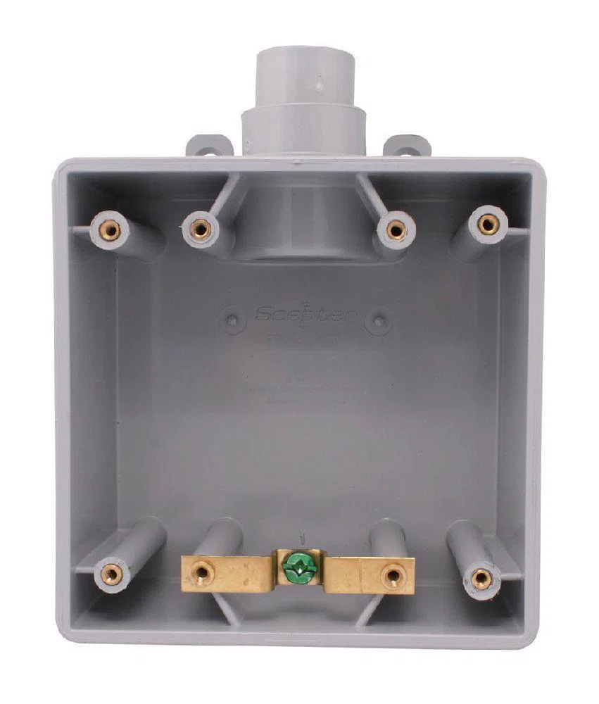 077364 Scepter Universal Outlet Box, PVC, 38.5 cu-in Capacity, 2 Gangs, 4.62 in W x 4.62 in H