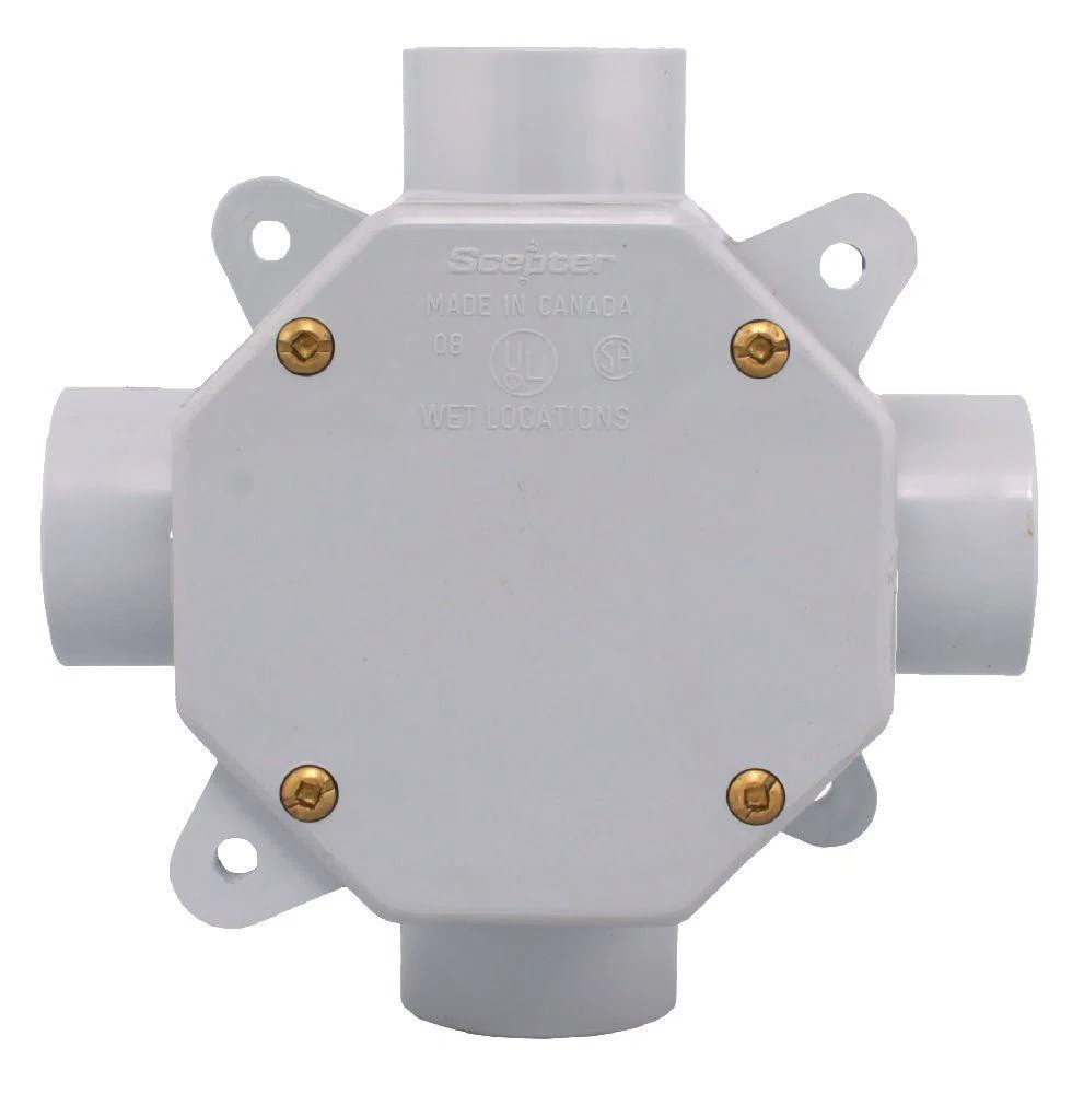 077984 Scepter Octagon Box, PVC, 21.5 cu-in, 4 Knockouts