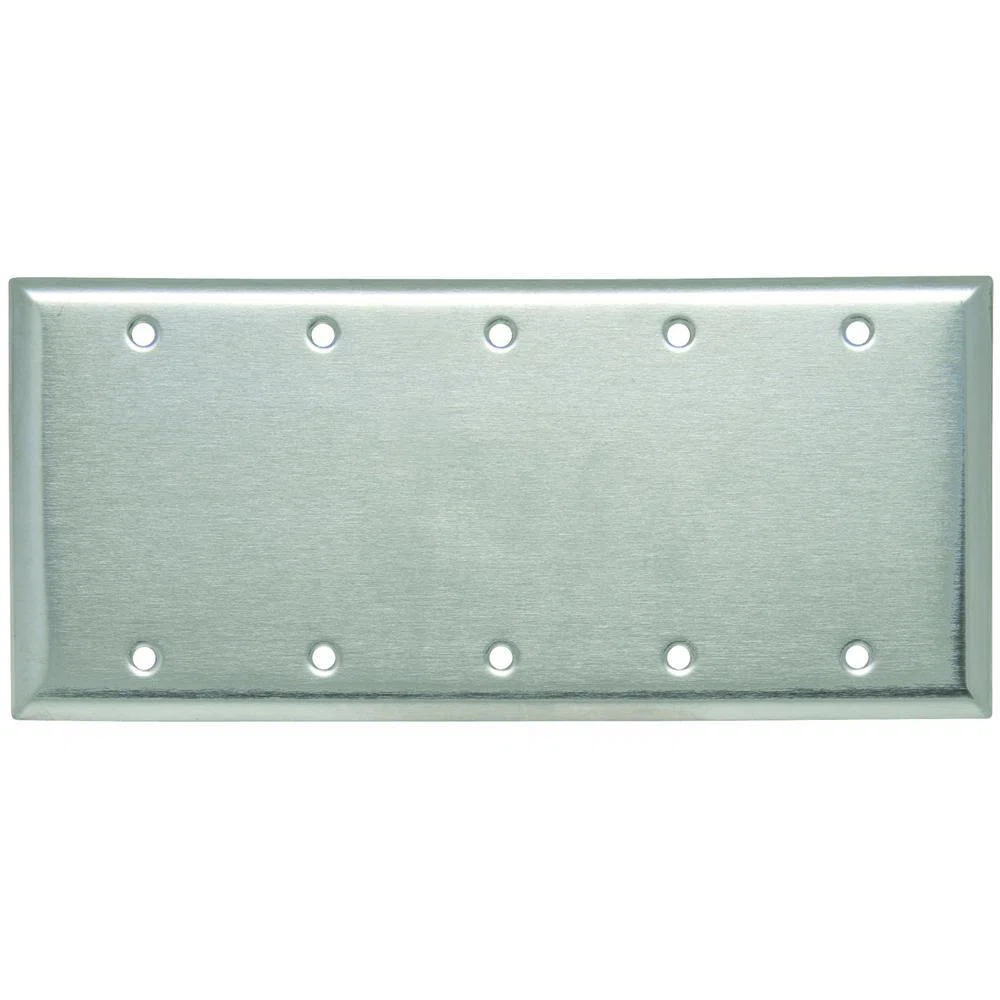 SS53 Standard Blank Wall Plate, 5 Gangs, 4-1/2 in, 302 Stainless Steel