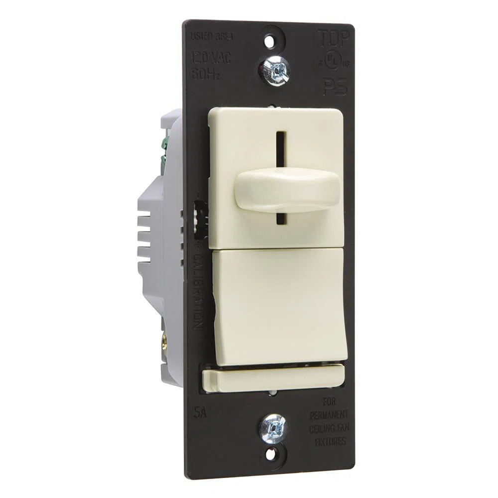 LSSC5PLA 1-Pole Bare Insulated Dimmer Fan Speed Control, 120 V AC, 5 A, 3-Speed Operational Mode, Thermoplastic, Light Almond