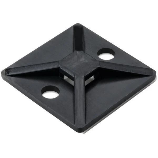 MB4A0H4 Type MB4A Cable Tie Base, 4-Way, Adhesive/Threaded Mount, 0.18 in W Tie, Polyamide 6.6, Black