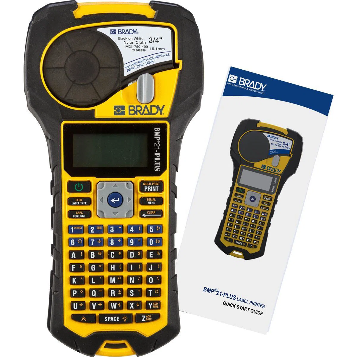 BMP21-PLUS BMP21 Plus Portable Label Printer, Thermal Transfer Print, 3/4 in W Tape, 6 to 40 Point Font, Power Source: Optional Rechargeable Lithium-Ion Battery, LCD Display
