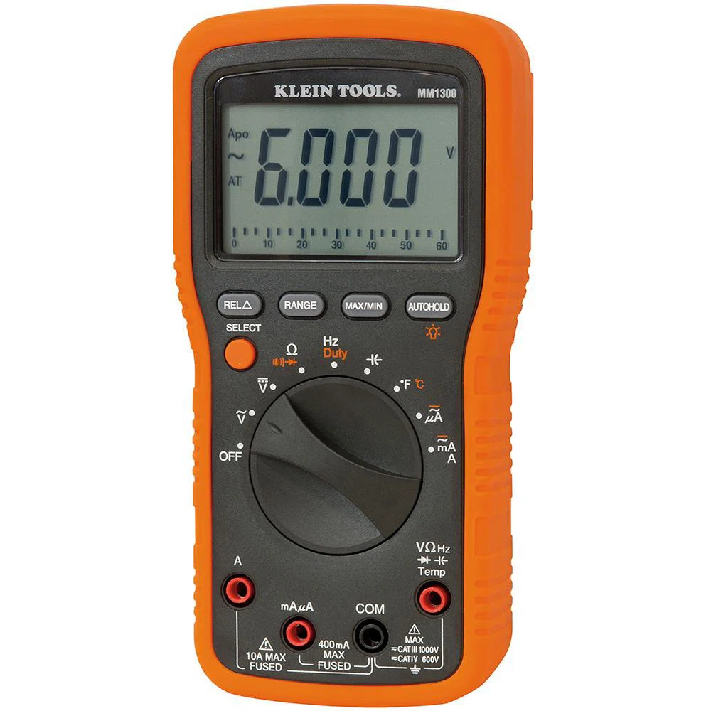MM1300 Auto-Ranging Digital Multimeter, 1000 VAC/VDC, 10 A, Backlit Display