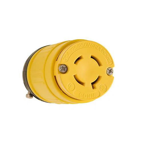 2774 Turnlok Dust-Tight Medium Straight Blade Locking Connector, 125/250 V AC, 20 A, 3 Poles, 4 Wires, Yellow