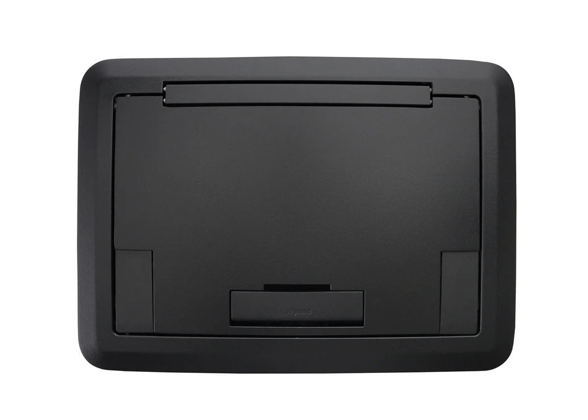 EFB45BTCBK Low Profile Floor Box Cover With Solid Lid, 13-7/8 in L x 9-15/16 in W x 1-3/16 in D, Die Cast Aluminum