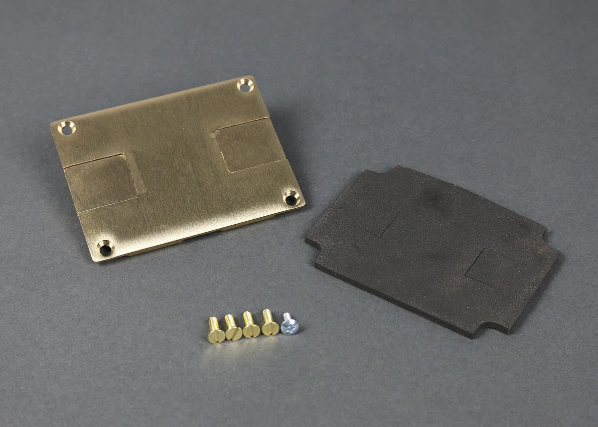 829STC Omnibox Assembled Communication Cover Plate, 4.128 in L x 3.156 in W, Brass