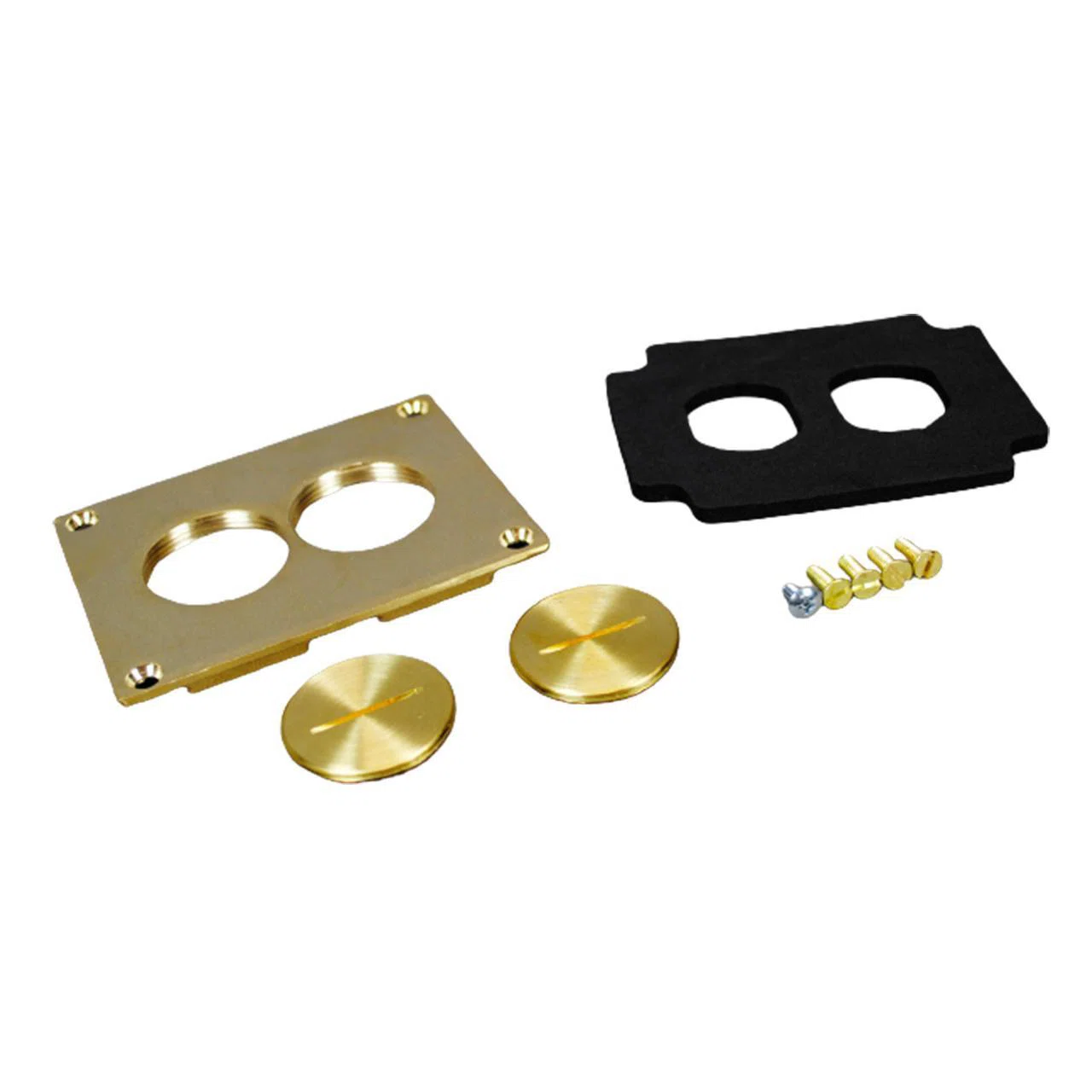 828SPTC Omnibox Source 1 Assembled Non-Metallic Communication Cover Plate, 4-1/8 in L x 3-1/8 in W, Duplex Cover, Brass