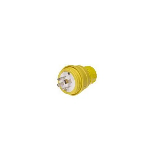 28W75 130147 3-Phase Plug, 250 V AC, 30 A, 3 Poles, 4 Wires, Yellow