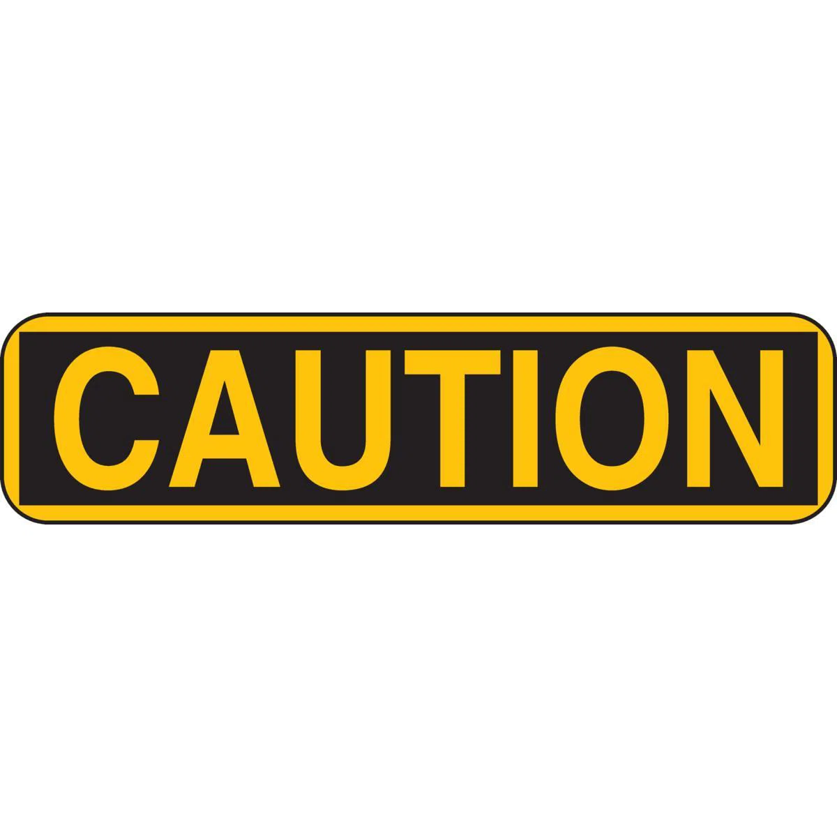 88915 Laminated Pre-Printed Header Rectangular Self-Sticking Blank Sign, CAUTION, 2-1/4 in H x 9 in W, Black on Yellow, B-302 Polyester, Adhesive Mount