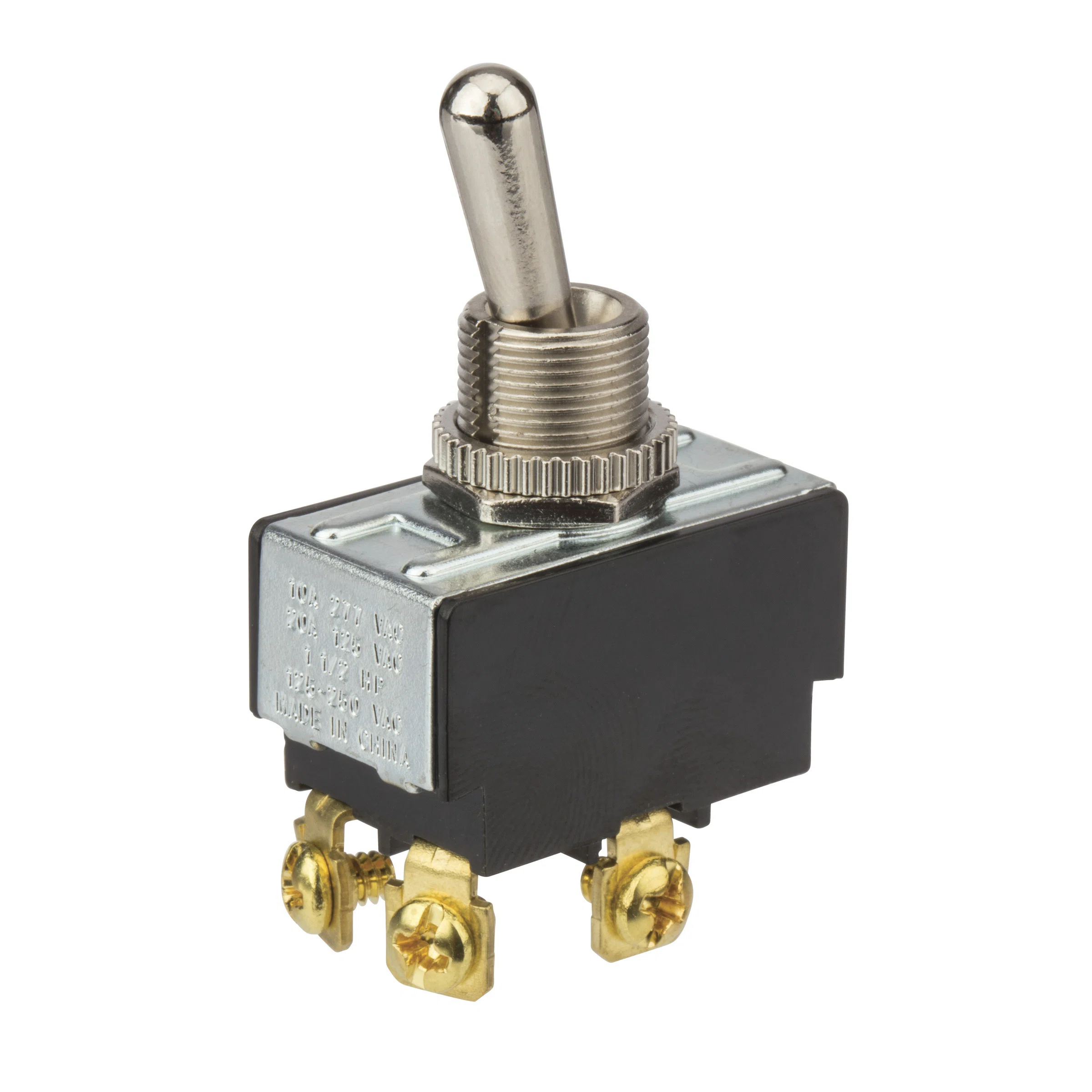 78220TS Bat Toggle Switch, 125/250 V AC, 20/10 A, 3/4 hp Power Rating, DPST Contact