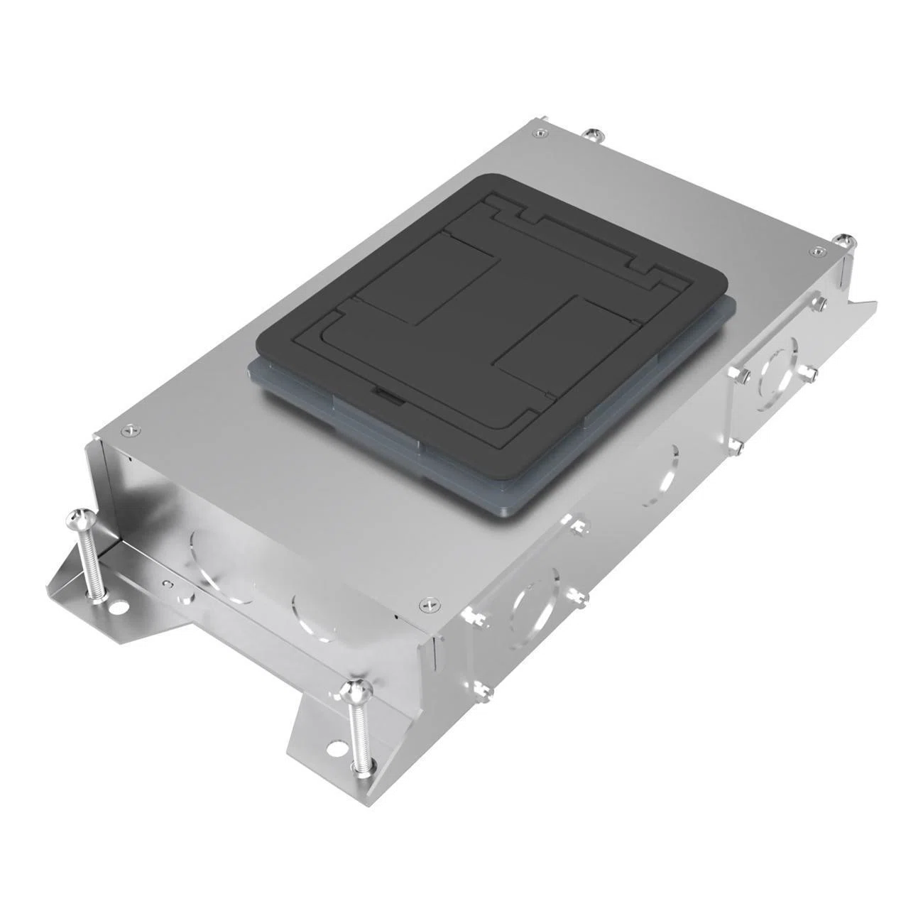 RFBA2R30 Resource RFBA Series Standard Above Grade Floor Box With Rectangular Activations, Steel, 2 Gangs, 14 Knockouts, 17-3/4 in L x 8-9/16 in W x 3-1/2 in H