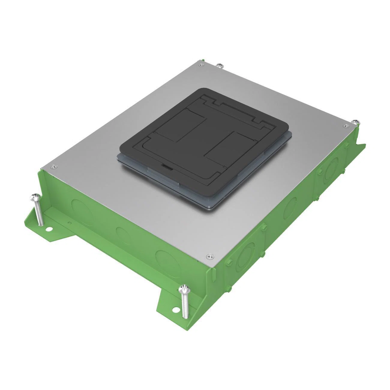 RFBA4R30OG Resource RFBA Series Standard On Grade Floor Box With Rectangular Activations, Steel, 4 Gangs, 20 Knockouts, 17-3/4 in L x 11-15/16 in W x 3-1/2 in H